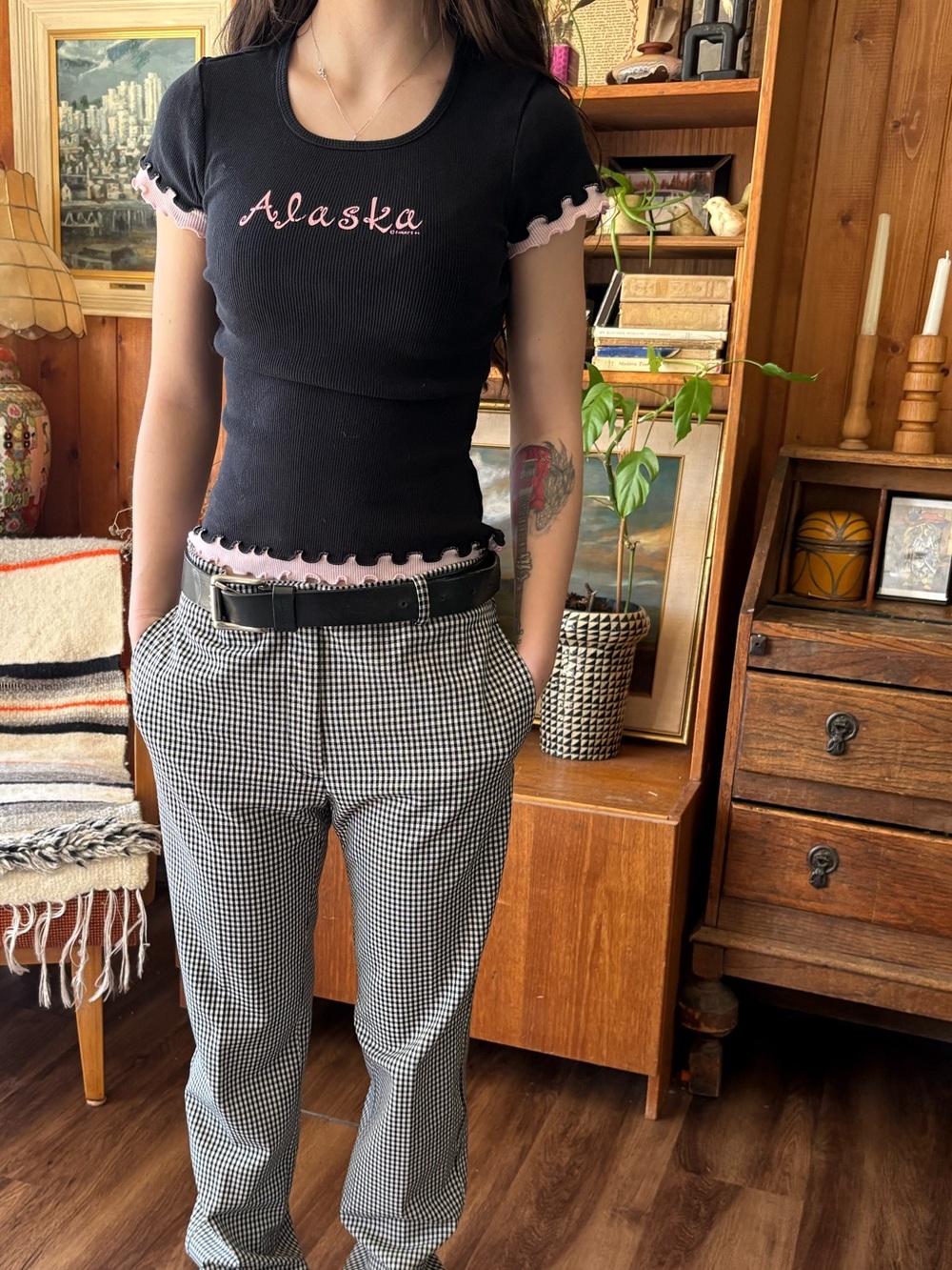 Alaska Y2K 2003 Ribbed Ruffle Top L - Picture 1 of 3